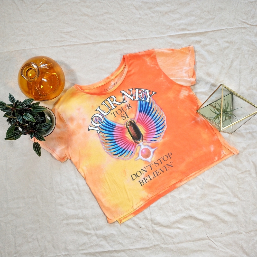 Women's Journey Tour 81 Don't Stop Believin' Tie Dye Graphic Band T-shirt XXL